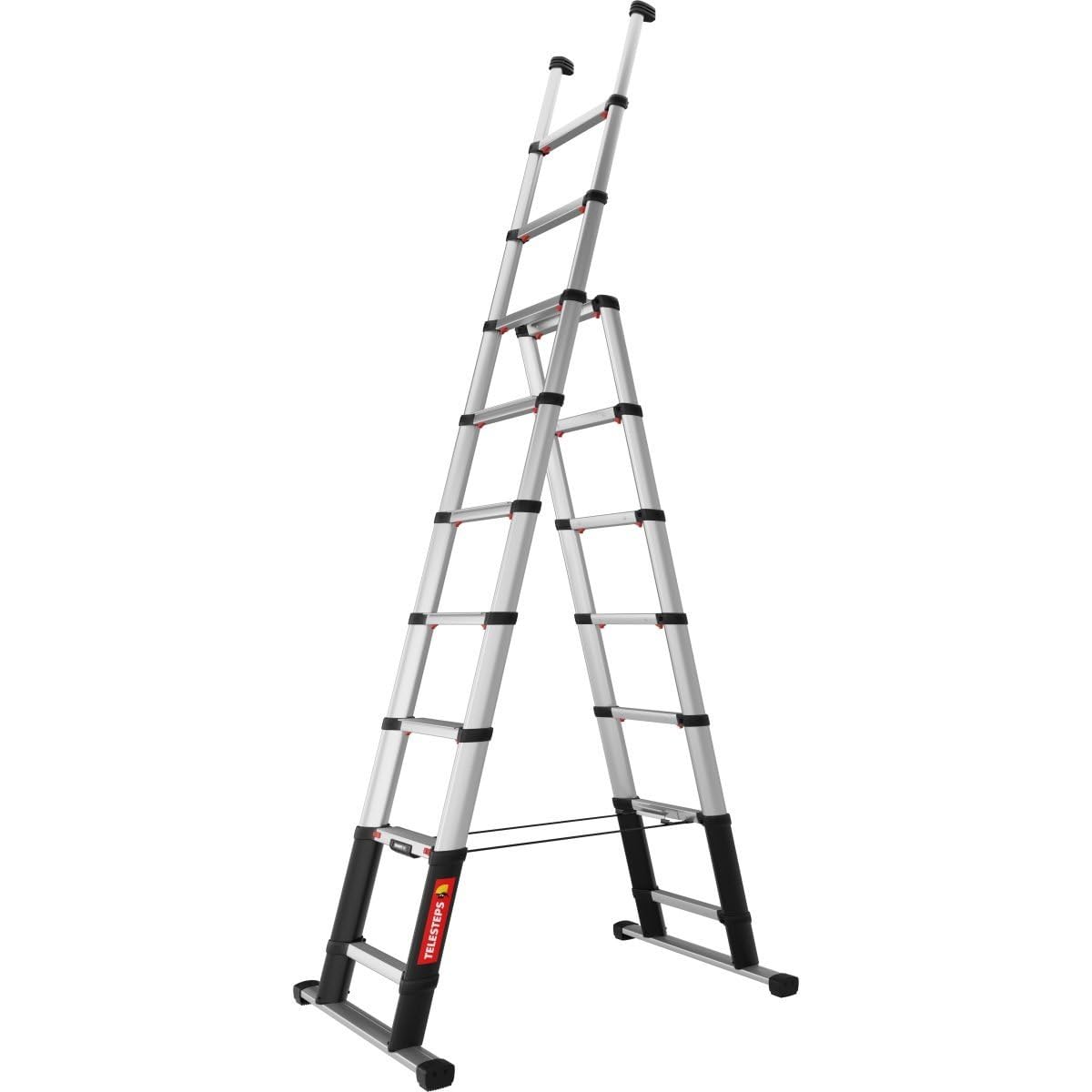 Teleskopleiter 3m mit 3-in-1 Funktion von TELESTEPS I Made in Sweden I Combi Line I Multifunktions-Bockleiter mit patentiertem Premium Design I Anti-Rutschprofil I EN 131 I 72430-681