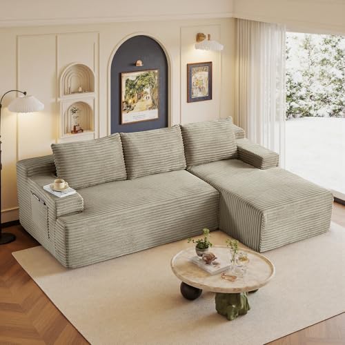 96' Sectional Couches for Living Room Cloud Couch Sofa with L-Shape Upholstered Boneless Couchs...