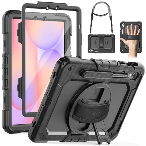 SEYMAC Coque pour Samsung Galaxy Tab S10 Lite / S10 FE / S9 FE 10.9 Pouces / S9 11 Pouces, Coque Antichoc avec Protecteur D'écran, Dragonne, Bandoulière, Support et...