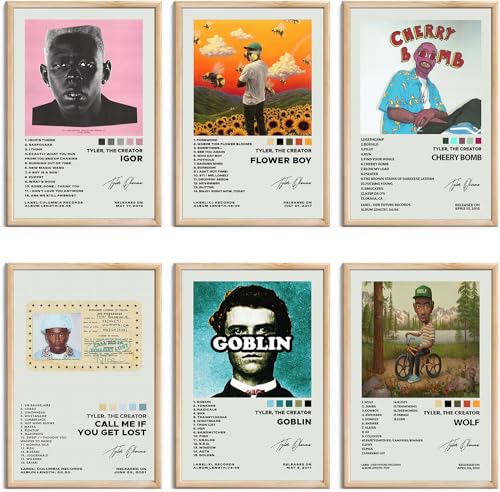 Tyler The Creator Posters Rapper Music Signed Limited Album Cover Posters Prints Canvas Wall Art Set of 6 for Living Room Aesthetic Posters Bedroom Music Classroom Wall Decor Art 8x12 inch Unframed