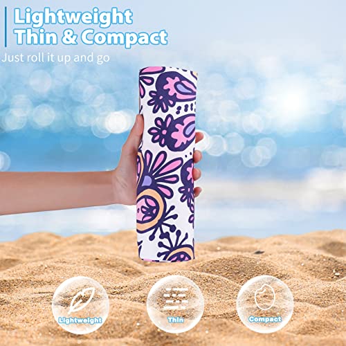 Microfiber Sand Free Beach Towel-Quick Dry Super Absorbent Lightweight Thin Oversized Sand Free Towels Blanket For Travel Pool Swimming Bath Purple Paisley Mandala Flamingo #TOP1