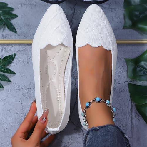 Women's Wide Width Flat Shoes Comfort Casual Work Dressy Flats Fashion Soft Slip on Ballet Shoe Pointed Toe Single-Shoes4