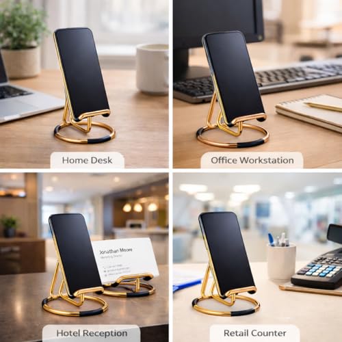Image of Mizi Cell Phone Stand for Desk - Metal Mobile Phone Holder Compatible with iPhone, iPad, Switch & All Smartphones - Cute, Classy Stylish Display Stand - Gold