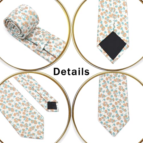Image of Floral Ties for Men Satin Mens Tie Flower Printed Neck Tie Wedding Party Business