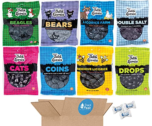 Gustaf’s Dutch Licorice Snack Peak Variety Gift Box – Coins, Beagles, Sugared Bears, Farm, Cats, Beehive, Double Salt and Drops
