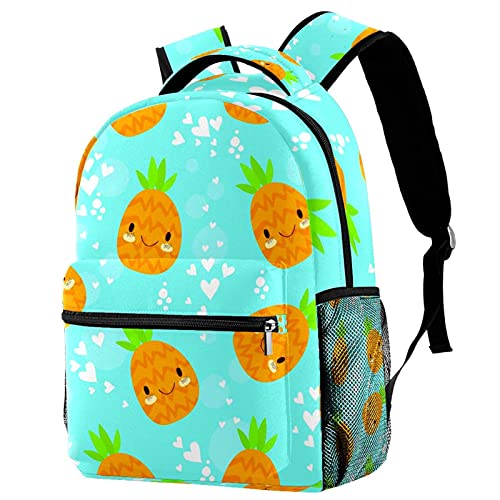 Sac à dos de voyage fruits bleu étanche avec poche bouteille pour enfant actif