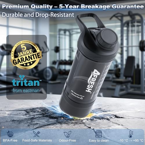 Shaker proteínas premium de Tritan de 500 ml con compartimento y escala precisa 3