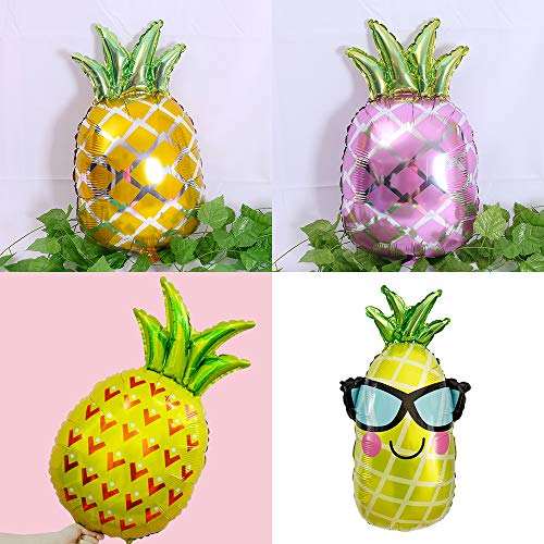Pineapple Balloons Foil Helium Hawaii Fruit Party Balloons For Wedding Birthday Baby Shower Holiday Halloween Christmas Glitter Summer Luau Party Decorations Supplies Women Shiny Balloons 8 Pack #TOP6