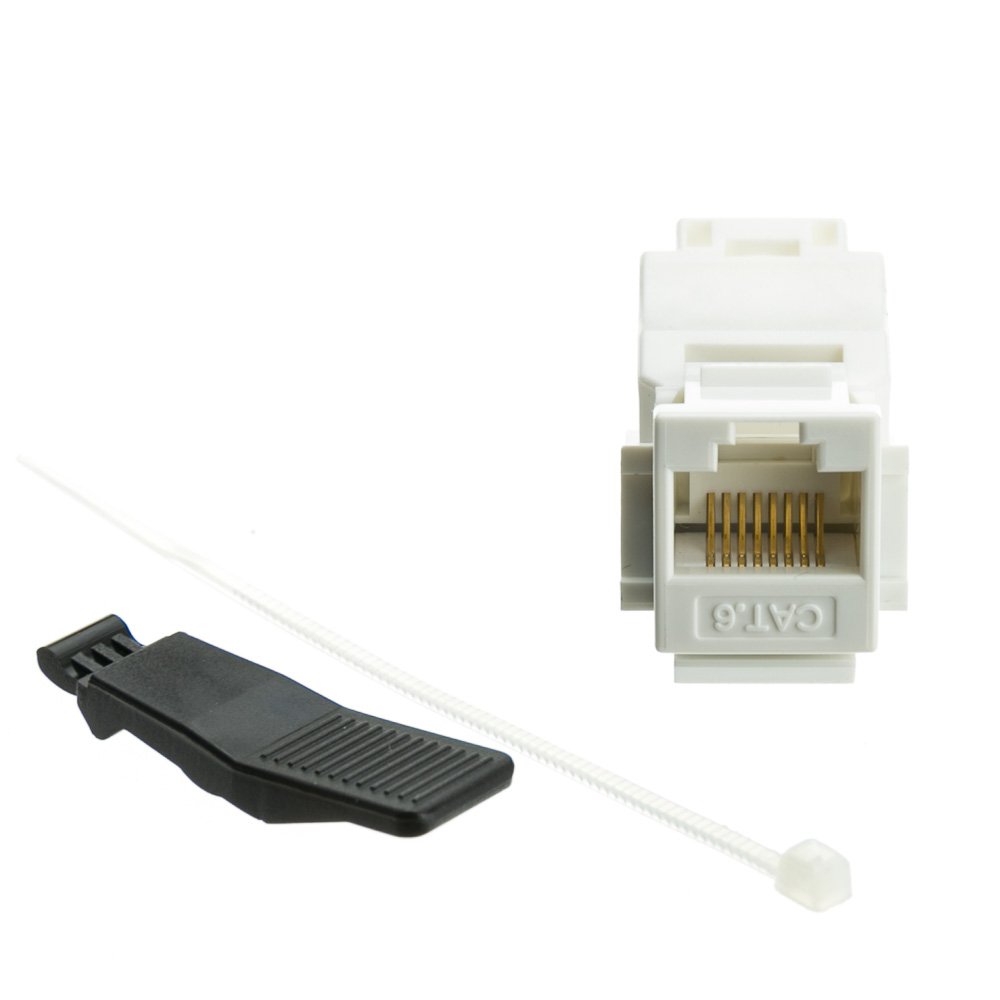 Białe gniazdo CAT6 Keystone Insert Jack, bez użycia narzędzi