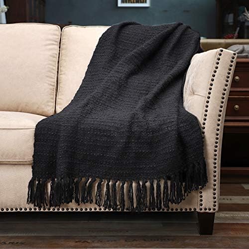 ZIGGUO Xmas Decorative Knit Throw Blanket Teal for Bed, Sofa, Couch, Chair, Travel, Delicate Weave Pattern with Fringe, Ultra Soft and Lightweight, Beautiful Ombre Color 50"x60"