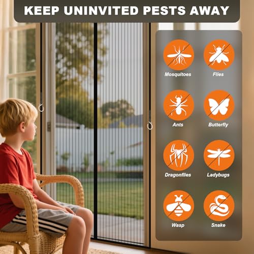 Magnetic Screen Door Mesh, Easy Install, Heavy Duty Fiberglass,Self Sealing Door Screen for Single Door Size 34 x 80 Inch, Screen Door Size 36 x 82 Inch - Image 7