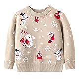 [HongzyFirm] クリスマス セーター キッズ ベビー服 可愛い 面白い プルオーバー 女の子 男の子 男女兼用 韓国 ノルディック柄 子供服 インナー トップス ニット 厚手 防寒 長袖 春秋冬 ニットセーター 子供 丸首 暖かい 新年 プレゼント