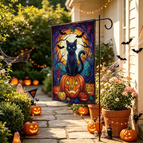 Halloween Black Cat Garden Flag 12x18 Inch Spooky Pumpkin Outdoor Yard Flag - image 3