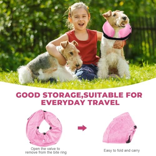 HMCEY Aufblasbare Halskrause Hund Katze,Hundekragen Leckschutz Weich,Kragen Hunde Nach Op Mit Verstellbarer Klettverschluss,Schutzkragen Hunde Halskragen Katze,Inflatable Dog Collar für Genesung