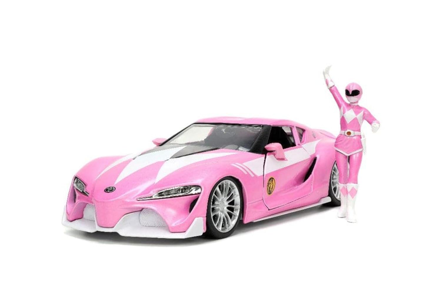 Chrer ミニカー ピンク ホワイト Amazon.com: Jada Toys Mighty Morphin Power Rangers 1:24 Toyota FT