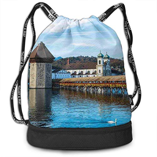 werert Panoramic View of Oak Chapel Bridge - Bolsa de Deporte con cord�n para Hombre y Mujer