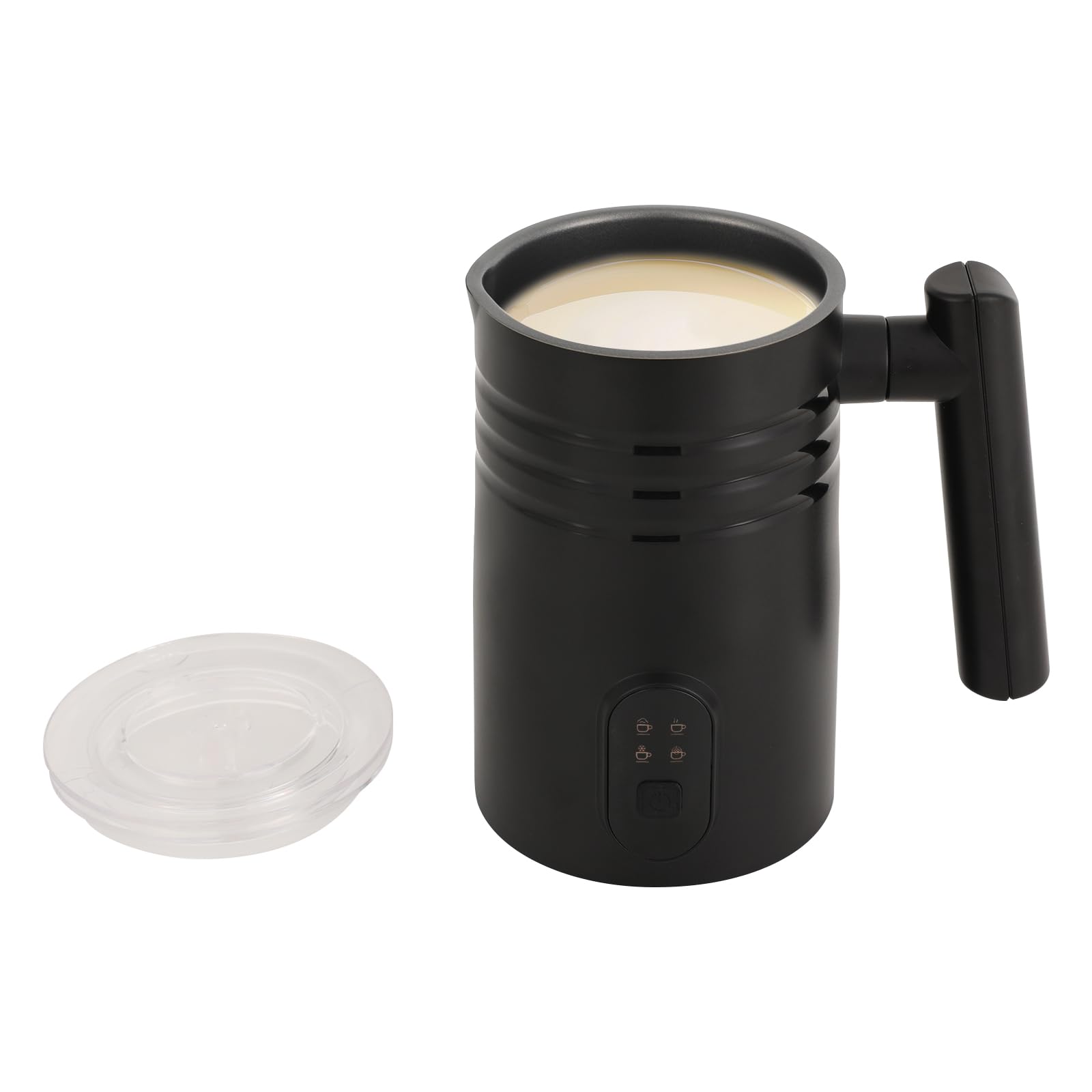 Espumador de leche eléctrico 4 en 1 con control de un solo clic, espumador de leche automático de 400 W con cepillo, apagado automático, silencioso, para espuma de leche caliente y fría, chocolate