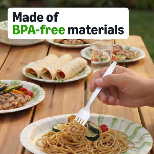 Amazon Basics Disposable Everyday White Forks & Spoons, 100 Count - image 3