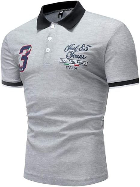 Amazon Sgl Collection ポロシャツ メンズ 半袖 デザイン ワッペン ナンバー 刺繍 イタリア 薄手 バイカラー スキッパー 大きめサイズ感 4色選択 サイズ S Xl 日本向けサイズ仕様 ポロシャツ 通販
