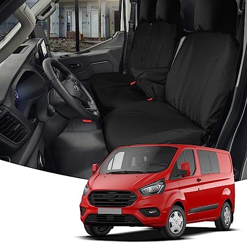 Opaltool Lot of 8 Housse de Siège pour Ford Transit Custom 2013-2024, 3 Places Ensembles de Housse de Protection Siege Voiture Imperméable Noire, Siège...