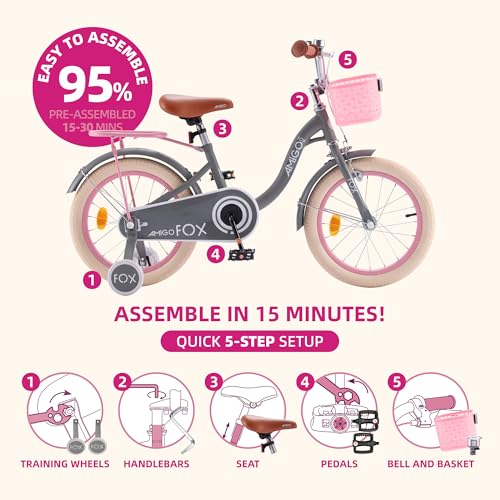 Image of Royalbaby Princess Girls Kids Bike 12 14 16 18 20 Inch Children Bicycle with Basket for Age 3-12 Years
