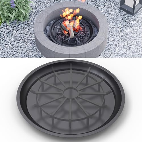 Air Jade 24" Ash Pan for Round Fire Pit Grate, Heavy Duty Metal Ash Catcher Tray, Fits 24-inch Round Firepit Grates, Easy to Clean Wood Burning Ash and Ember Collection