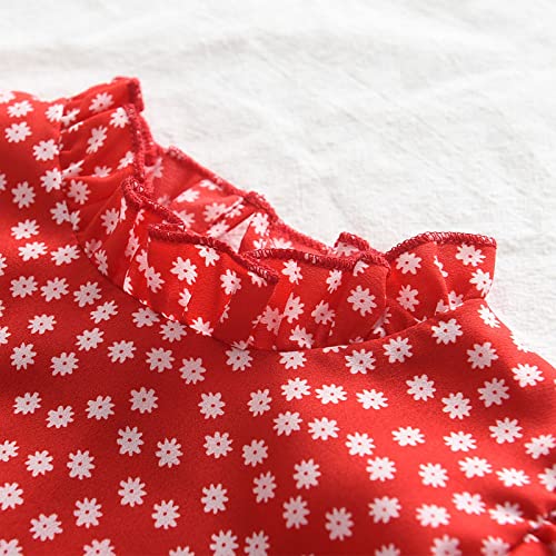 Daisy Print Dress for Toddler Girls Summer Ruffled Collar Fly Sleeve Back Zip Chiffon Casual Floral Sundress4