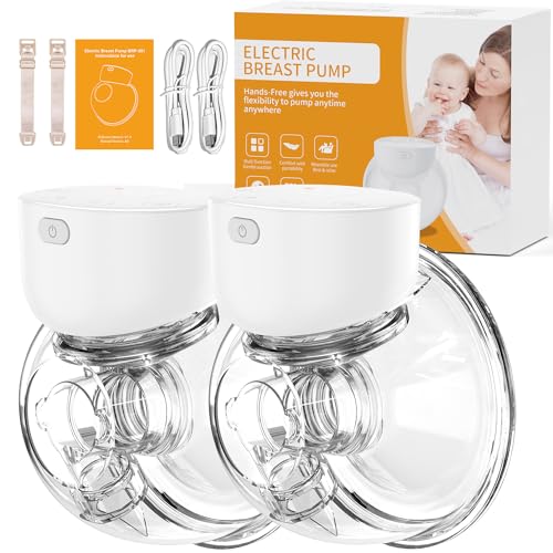 Breast Pump Wearable Hands Free Breast Pumps with 2 Modes & 9 Levels, LCD Display Rechargeable Memory Function, 24mm, 2 Pack