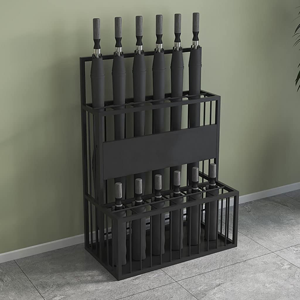 XDLEDMKIZ Umbrella Stand, Hotel Lobby Metal Umbrella Stand, Modern Metal Double Layer Umbrella Holder Rack, Umbrella Bucket Hallway Reception Furniture, Walking Stick Holder, High