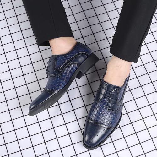Men Semi Brogue Dress Oxford Formal Shoes Top-Grain Leather Brogue Heel Non Slip Anti-Slip Low Top Rubber Sole Tuxedo Party Lace Up2