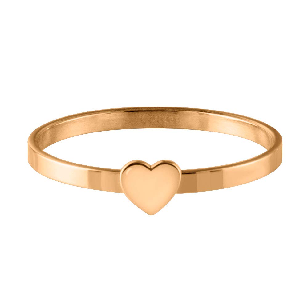 Quiges Anello impilabile a forma di cuore, in acciaio inox, 10 mm, altezza con 3 anelli di riempimento, set #4