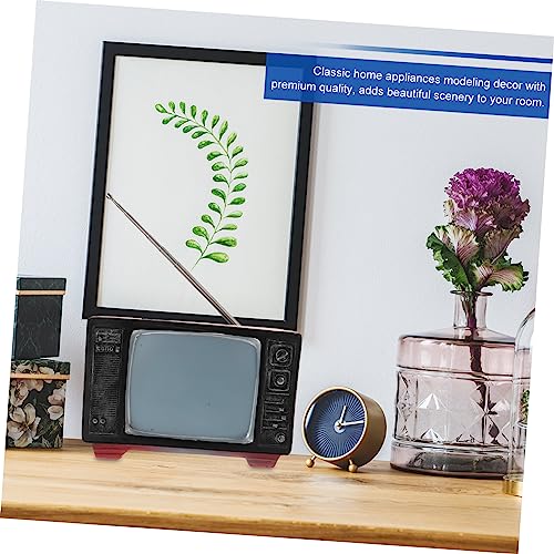 Mini télévision rétro en résine noire Alipis pour décoration de table - 4