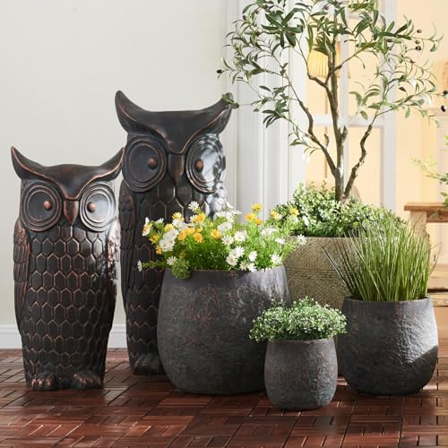 Wallowa HCPOT03-SET 17.7 Inch+13 Inch+9.1 Inch Dia Weathered Concrete Flower Pots, Modern Round Style Concrete Planter For Home, Garden thumb #4