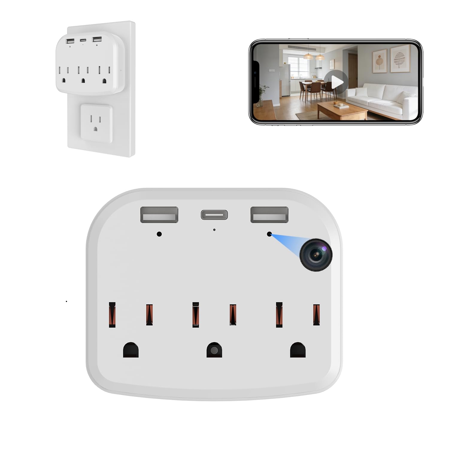 1080P Wall Outlet WiFi Camera Security Nanny Camera Motion Detection Including 32g Memory Card