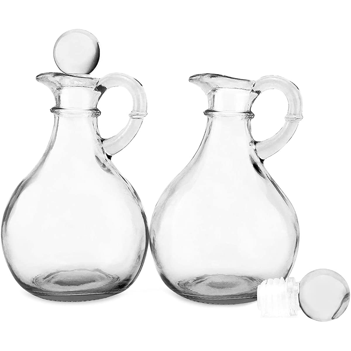 omolly 2 Pcs Glass Olive Oil and Vinegar Dispenser Set, 8oz Vinegar Bottles, Glass Bottles with Stoppers, Salad Dressing Bottle Oil Dispenser Bottle for Kitchen