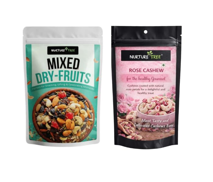 Nurture Tree Mixed Dry Fruits – 11 Superfoods Nut Mix with Seeds & Rose Petal Cashews | Pack of 2 250g | Combo Pack | Healthy Gourmet Snacks | Holi Special Festive Offer | Gift & Family Treat-image-40