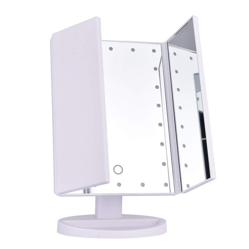 Lusterko kosmetyczne, Lustro do makijażu z ekranem dotykowym LED 1X / 2X 3X 10X, szkło powiększające, składane lusterko kosmetyczne(Pink)