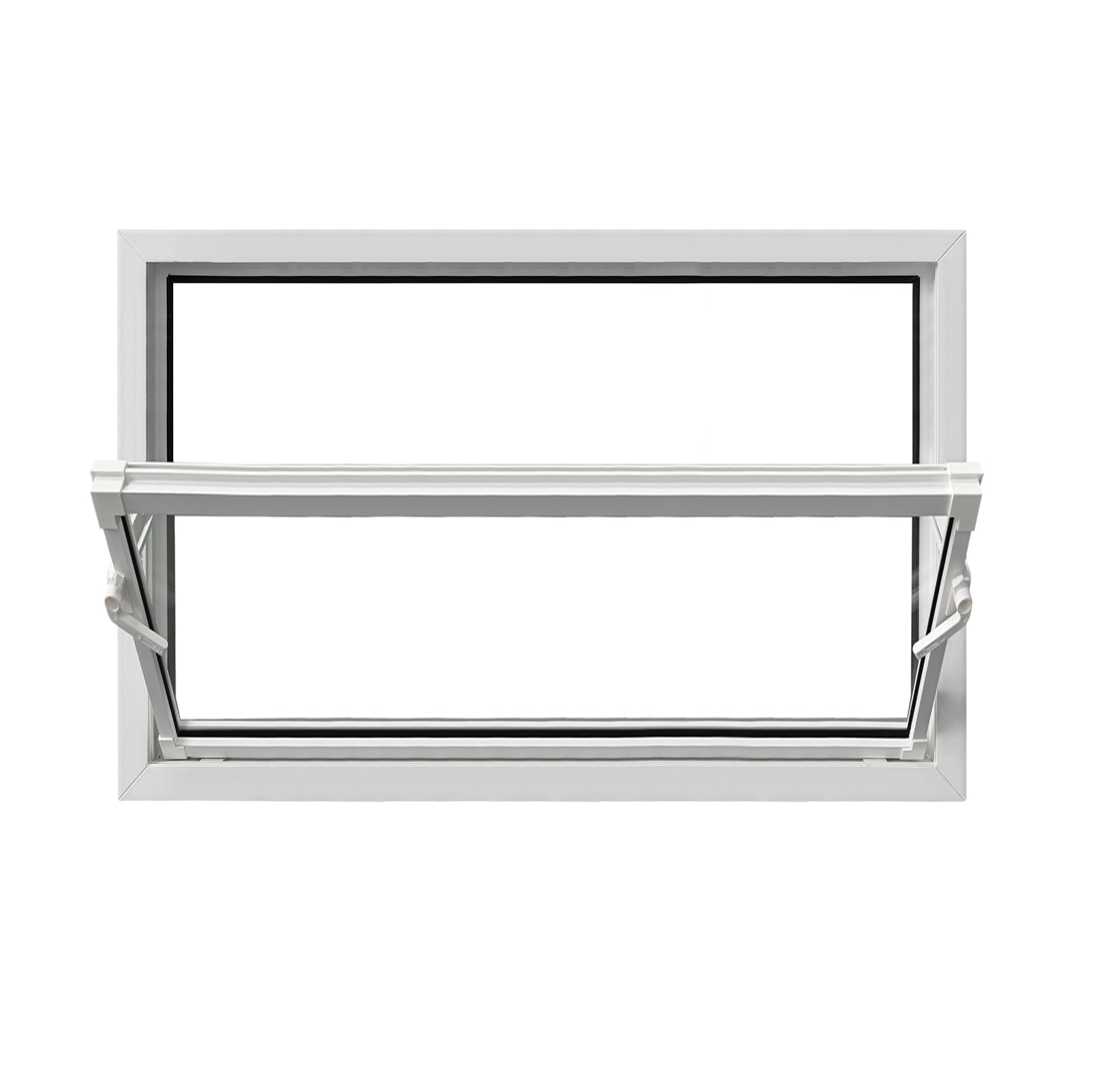 Finestra in PVC, a Ribalta e a Battente, Bianca, 100 x 60 cm (1000 x 600 mm), Vetro Singolo – Finestra in PVC con funzione di Ribalta e a Battente, per ventilazione, scantinati