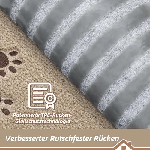 BEQHAUSE Stufenmatten Treppen Teppich Stufenmatten Innen rutschfest 15 Stück, Maschinenwaschbare Treppenteppich für Kinder, Älteste und Haustiere, 100% Polyester TPE -Rücken, 22X70cm, Beige