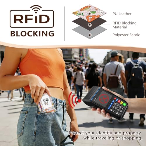 Image of GIANCOMICS Slim Wallet Credit Card Holder Women, Cute Mushroom Rfid Blocking Small Card Case, Keychain Thin Pocket Curved Zipper Wallet, Travel Card Holder PU Leather ID Window, Ladies Female Gifts