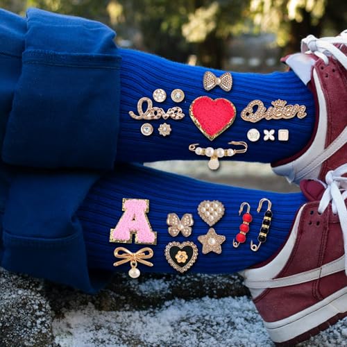 Image of 50-231pcs Charms for Socks Safety Pin Brooch Pins, Sock Charms Pins Gold Bling Sock Jewelry Charms, Pearl Rhinestone Brooch Pins Costom Style Charms Pins Sets for Hat Clothes Shoe Socks ﻿ (100)
