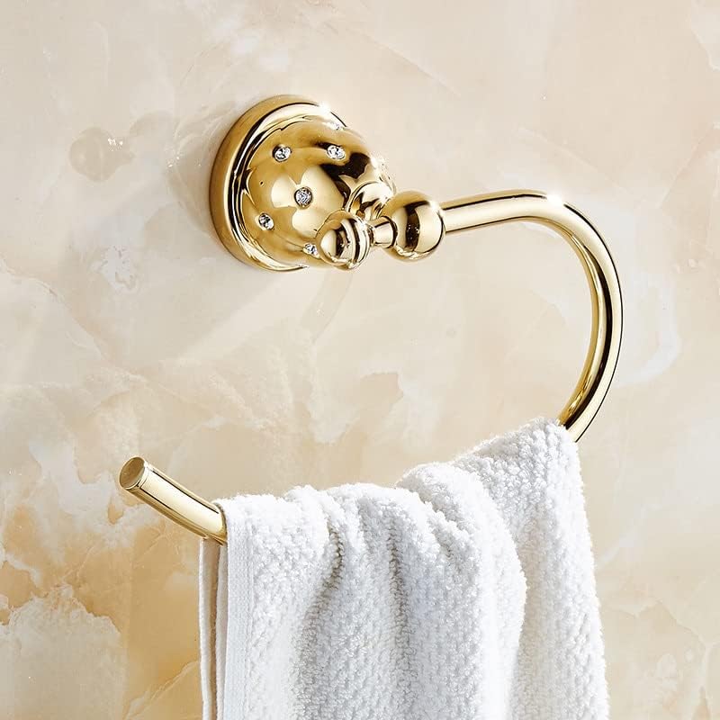 LSLYTQ Antique Gold Diamond Brass Towel Ring, Towel Holder, Towel Bar, Wall Mounted Bathroom Accessories