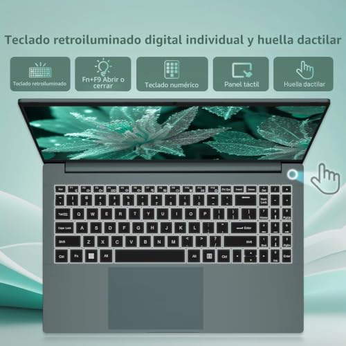 Miniatura 6 de Ordenador Portáti And Ryzen5 7520h, 15.6 Pulgadas Pc Portatil 16gb Ram 1tb Ssd, Laptop Gráficos Radeon, Desbloqueo Huellas Dactilares Teclado Retroiluminado, Tipo-C Usb 3.0 Mini-Hdmi 5000mah Battery