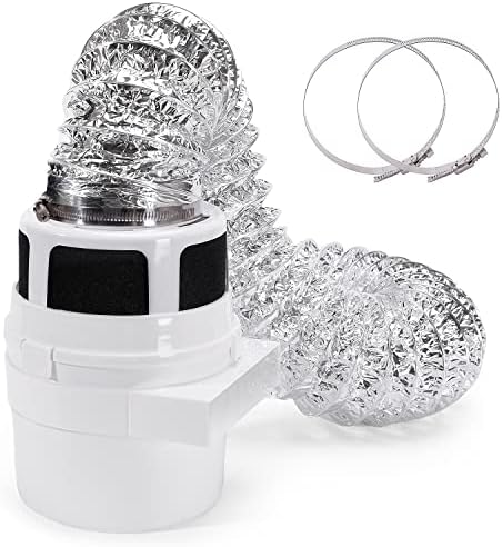 【UPGRADED】NOORNY 3 in1 Indoor Dryer Vent Kit Lint Catcher Bucket Box for Electric Clothes Dryer with 4 Inch 5 Feet Silver Duct