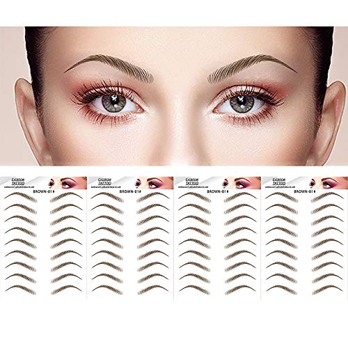 DAGEDA Brown 36 Pairs 4 PC Eyebrow Transfers Stickers, Long Lasting Natural Waterproof Bionic Eyebrow Water Transfer Tattoo Eyebrow Sticker For Woman Man Makeup Tool（Brown 01）