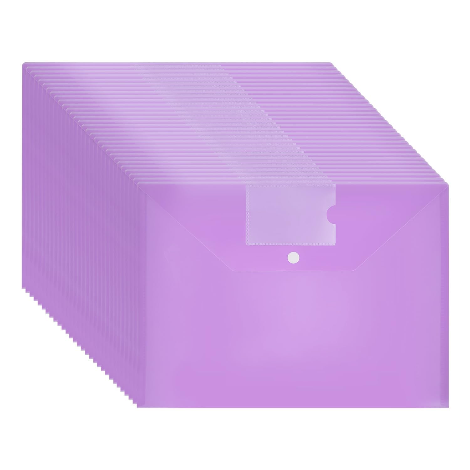 30Pack Plastic Popper Wallets A4 Folder Plastic Document Wallets A4 Envelope Folders with Pockets (Purple)