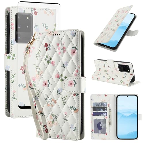 Coque Samsung S20 Ultra portefeuille à fleurs pour femme