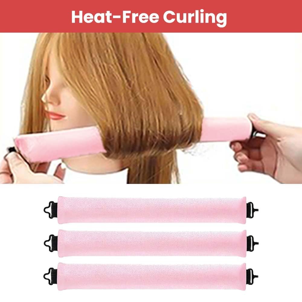 AADCART Heatless Hair Curler | Flexible Curling Rod with Hook, Satin Rollers for All Hair Types, No Heat Curls to Sleep for Curl Rods, Heatless Curls for Blowout Hair (Pink) 2