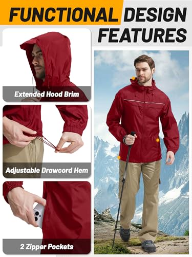 Image of SWISSWELL Mens Rain Jacket & Coats Packable Lightweight Waterproof Rain Shell Hooded for Golf Travel Hiking