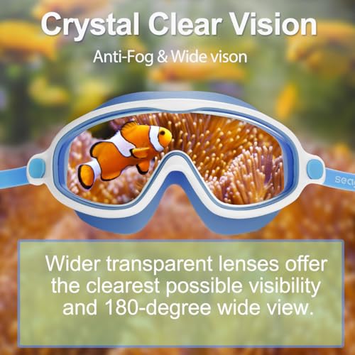 Image of Seago Swim Goggles 2 Pack Anti-Fog Anti-UV Wide View Swimming Goggles for Kids 3-14